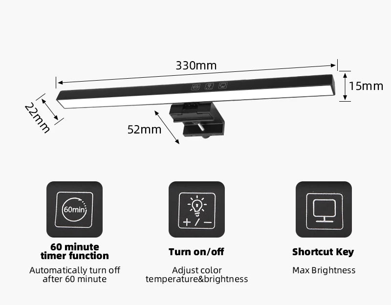 Monitor Light Bar Desk Lamps Led Bar PC Monitor Lightbar with RGB Backlight Stepless Dimmable Computer LED Screen Hanging Lights