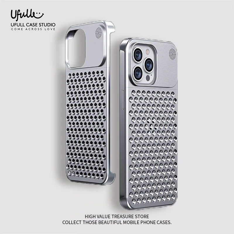 All-Metal Cooling Hollow Phone Case For iPhone 12 13 14 Pro Max 14Plus Anti-scratch