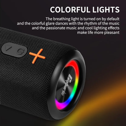 Bluetooth Speaker S10 - 3D Stereo Bass, Portable, Waterproof IPX6, TWS Compatible, Colorful Lights