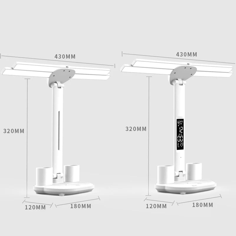 3in1 Multifunction  LED Lamp Four-headed Folding With Fan Calendar Clock