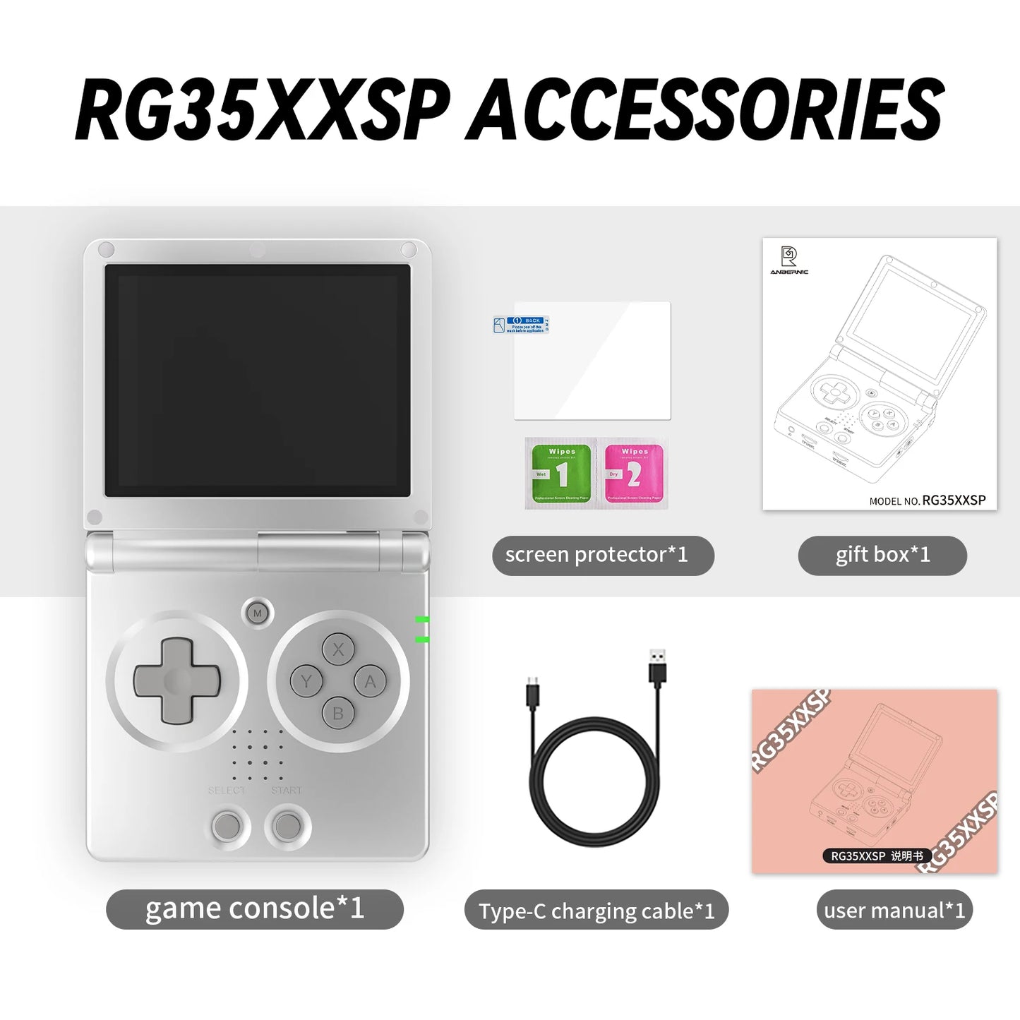 RG35XXSP Flip Portable Retro Handheld Game Console - 3.5" IPS Screen, 64-Bit Linux, HDMI, 64GB, 5000+ Games