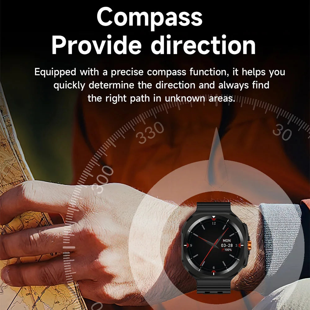 Smartwatch with Gesture Control, 1.46" IPS Display, 360x360 Resolution, Men's Dynamic Island, Elevation Tracking, Bluetooth Call, and Wireless Charging