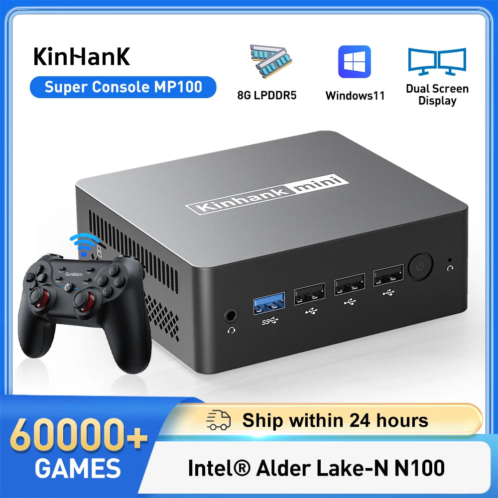 Super Console MP100 - 8GB DDR5, Windows 11 Gaming Console with 60,000+ Games and 70+ Emulators for SS, Wii, GC, MAME, PS3, PS2, and Arcade