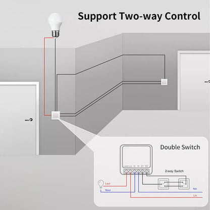 Tuya Mini Wifi Smart Switch Module Support 2 Way Control Smart Home DIY Switches Smart Life