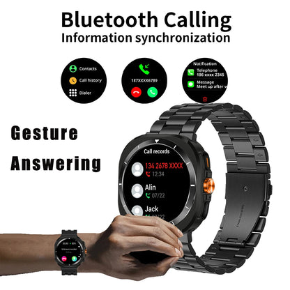 Smartwatch with Gesture Control, 1.46" IPS Display, 360x360 Resolution, Men's Dynamic Island, Elevation Tracking, Bluetooth Call, and Wireless Charging