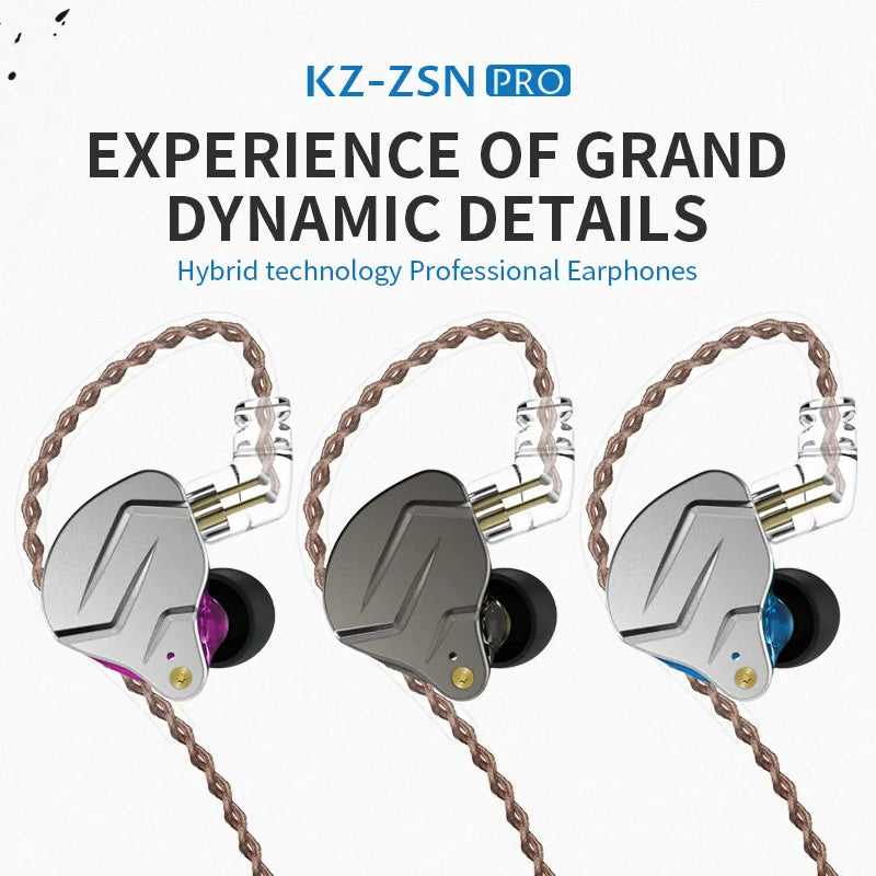 KZ ZSN PRO In Ear Earphone 1BA 1DD Hybrid Drive HIFI