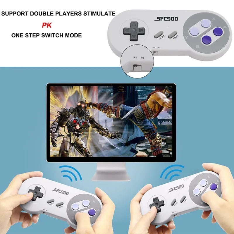 SF900 HD TV Game Console Stick with Wireless Controller - Built-in 6115 Games - Handheld Gamepad for SNES and NES Games