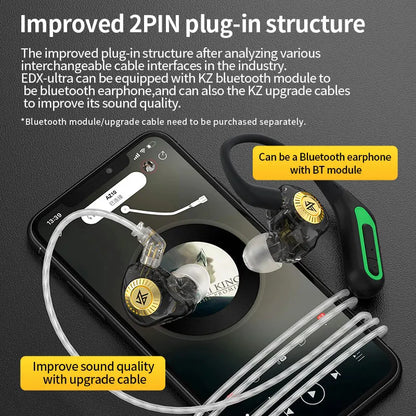 KZ EDX Ultra HiFi Dynamic In-Ear Bass Earphone Music Sport Game Noise Cancelling Headset Replaceable Cable