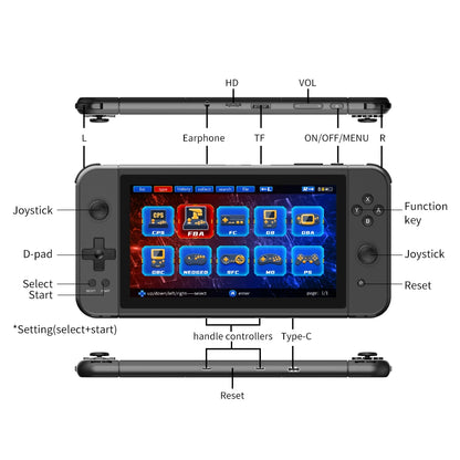 POWKIDDY X70 Handheld Game Console 7 Inch Video Game Players Supports 2 USB Controllers PS1 Game