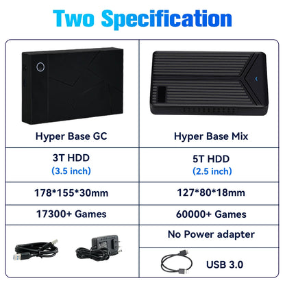 3TB Portable Gaming HDD: Retro Game Console with 17,300+ AAA, 3D, and Classic Games for PS4/PS3/PS2