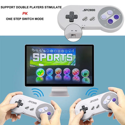 SF900 HD TV Game Console Stick with Wireless Controller - Built-in 6115 Games - Handheld Gamepad for SNES and NES Games