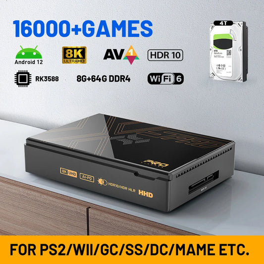 Super Console X5 PRO Retro Gaming Console - RK3588 8GB DDR4, 4TB HDD, 16,000 Games, Plug & Play for PS2/PS1/SS/DC/N64