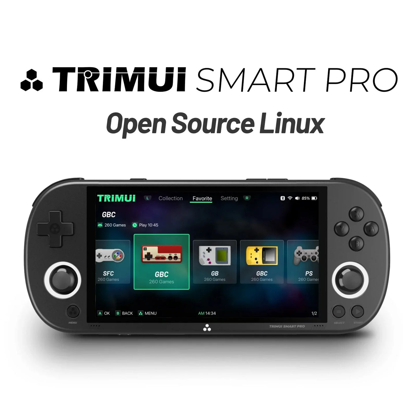 Trimui Smart Pro Handheld Gaming Console - 4.96'' IPS Screen, Linux System, Joystick, RGB Lighting, Retro Video Game Console