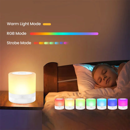 Table Lamp, Touch Dimmable Night Light, Portable USB Rechargeable Color Changing