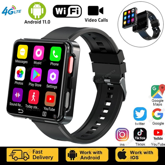 4G Smartwatch with 2.64-inch Screen, 3GB+32GB, Dual 500MP Cameras, GPS, 1200mAh Battery, WiFi, and 4G SIM – Android 2024 Model