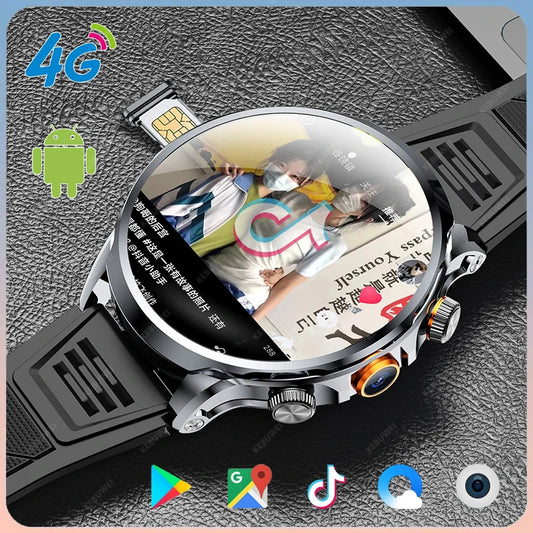 Smartwatch 1.95-inch 3D with 4G, SIM Card Support, Camera, GPS, WiFi, NFC, and Call Features – Android-Compatible for Men and Women