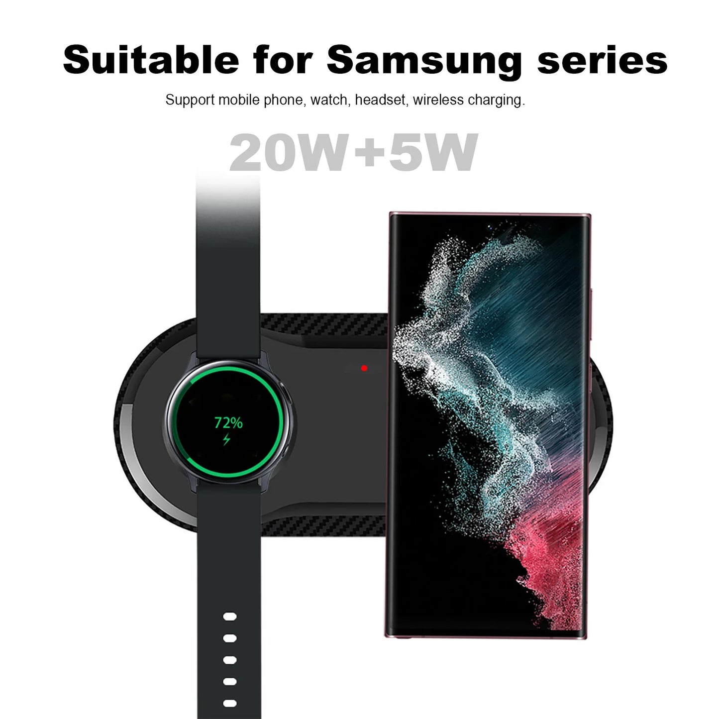 25W  Wireless Charger Pad For Samsung S23 S22 Ultra Galaxy Watch 6 5 Pro 4 3