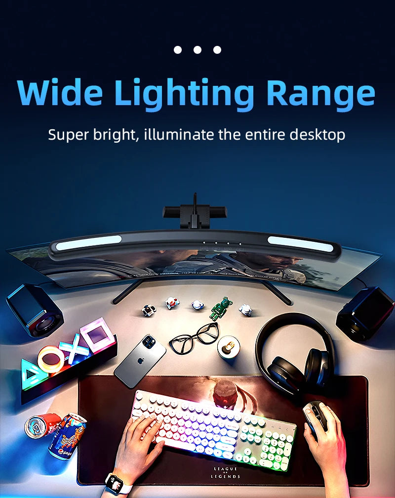 Monitor Light Bar Desk Lamps Led Bar PC Monitor Lightbar with RGB Backlight Stepless Dimmable Computer LED Screen Hanging Lights